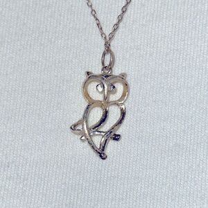Vintage 925 Silver small owl pendant necklace‎ made in Italy
